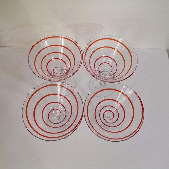 Pier 1 Swirline Red" Margarita Glasses 7" Set of 4 - Picture 4 of 5